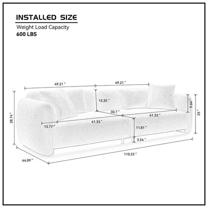 Canapé 3 places en velours style Mid-Century avec 4 coussins
