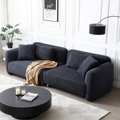 Canapé 3 places en velours style Mid-Century avec 4 coussins