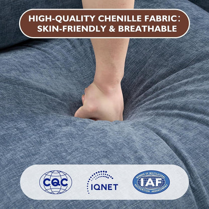 Canapé sectionnel Cloud en L 111.4 avec pouf - Canapé 4 places en chenille pour salon