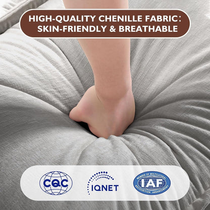 Canapé sectionnel Cloud en L 111.4 avec pouf - Canapé 4 places en chenille pour salon