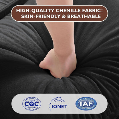 Canapé sectionnel Cloud en L 111.4 avec pouf - Canapé 4 places en chenille pour salon