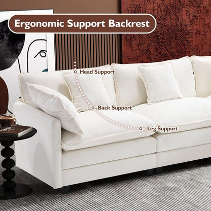 Canapé sectionnel Cloud en L 111.4 avec pouf - Canapé 4 places en chenille pour salon