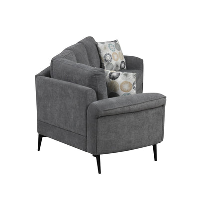 Canapé 3 places 111, canapé incurvé en chenille avec 2 coussins imprimés, canapé rembourré moderne pour salon