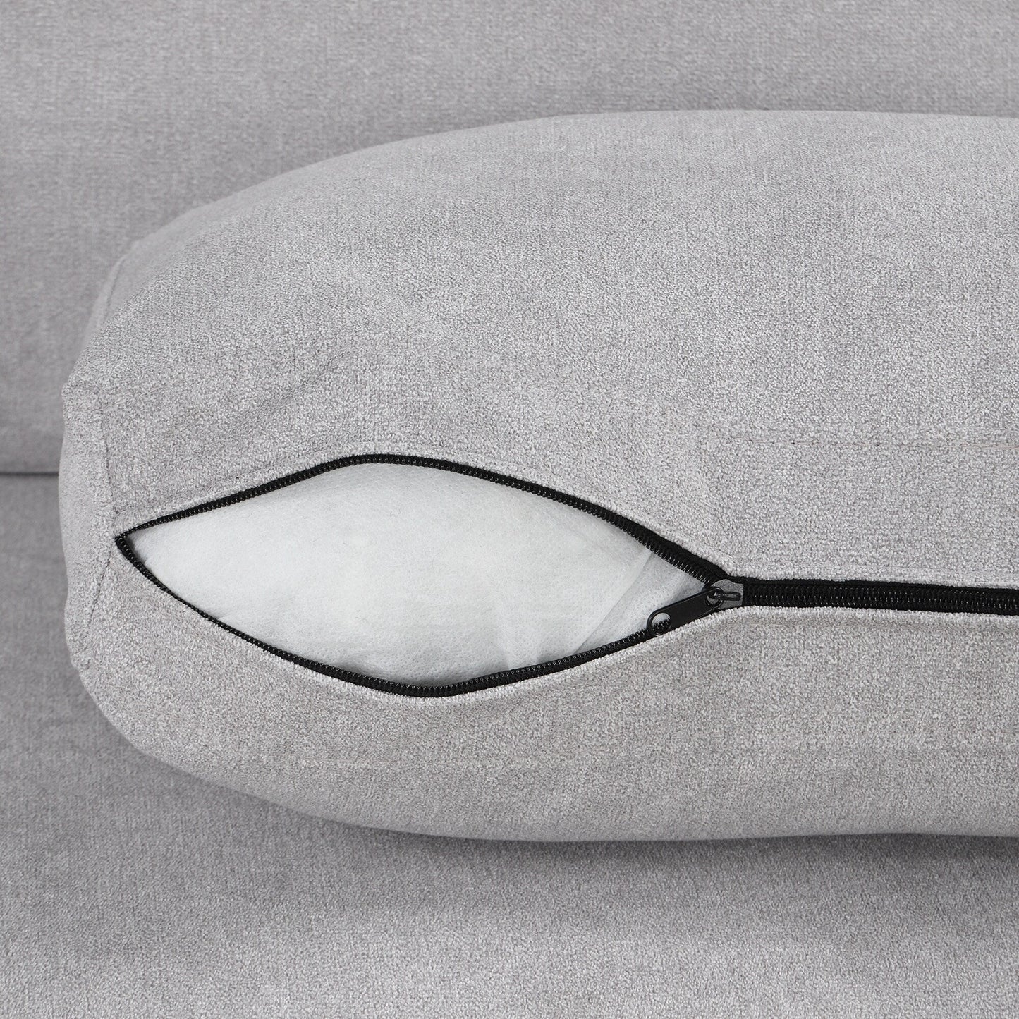 Canapé 3 places 111, canapé incurvé en chenille avec 2 coussins imprimés, canapé rembourré moderne pour salon