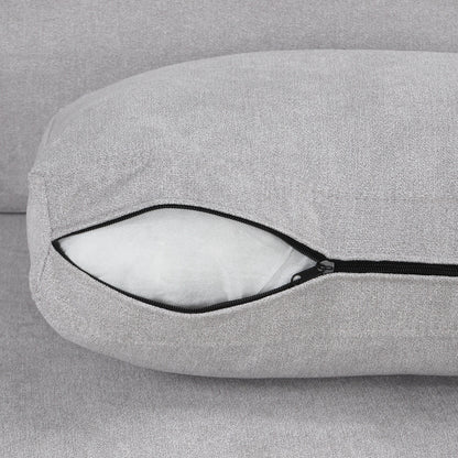 Canapé 3 places 111, canapé incurvé en chenille avec 2 coussins imprimés, canapé rembourré moderne pour salon