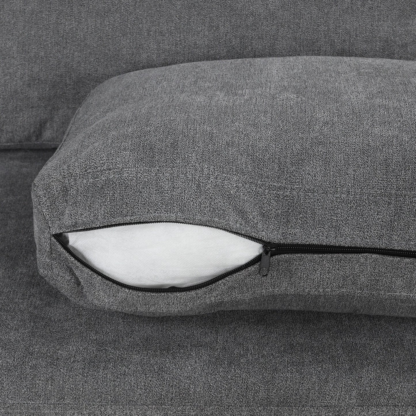 Canapé 3 places 111, canapé incurvé en chenille avec 2 coussins imprimés, canapé rembourré moderne pour salon