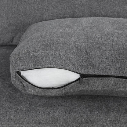 Canapé 3 places 111, canapé incurvé en chenille avec 2 coussins imprimés, canapé rembourré moderne pour salon