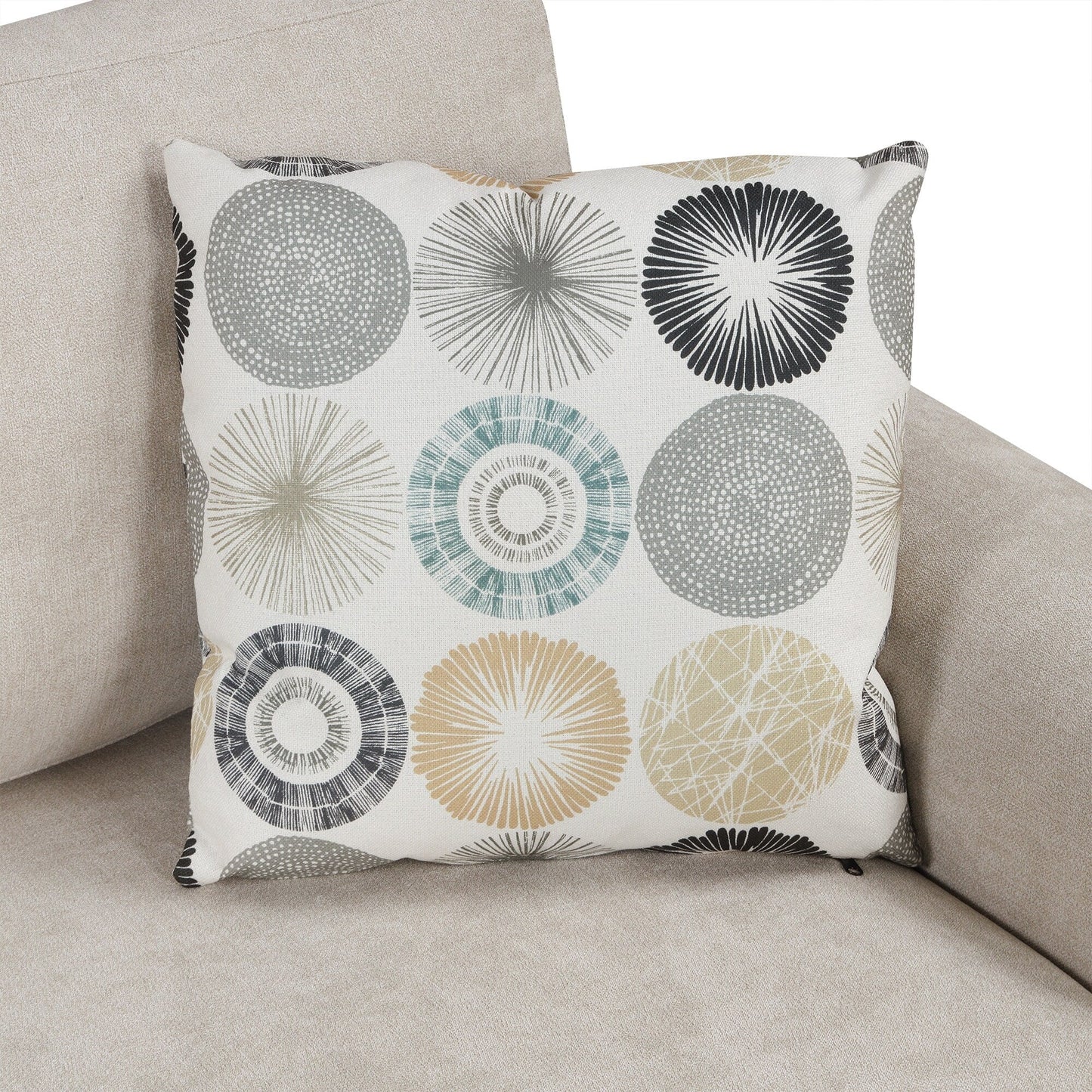 Canapé 3 places 111, canapé incurvé en chenille avec 2 coussins imprimés, canapé rembourré moderne pour salon