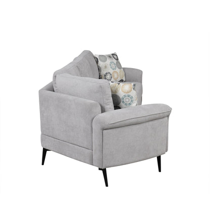 Canapé 3 places 111, canapé incurvé en chenille avec 2 coussins imprimés, canapé rembourré moderne pour salon