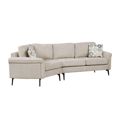 Canapé 3 places 111, canapé incurvé en chenille avec 2 coussins imprimés, canapé rembourré moderne pour salon