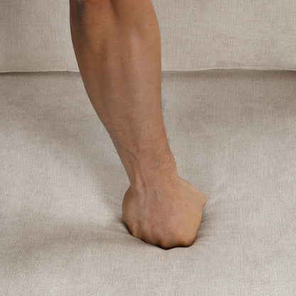 Canapé 3 places 111, canapé incurvé en chenille avec 2 coussins imprimés, canapé rembourré moderne pour salon