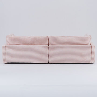 Canapé en velours côtelé noir de 112 pouces : deux coussins décoratifs, quatre dossiers, ouvrant un nouveau style pour l'espace décontracté du salon