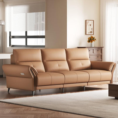 Canapé inclinable électrique en cuir végétalien de 112,5 pouces avec port de chargement USB