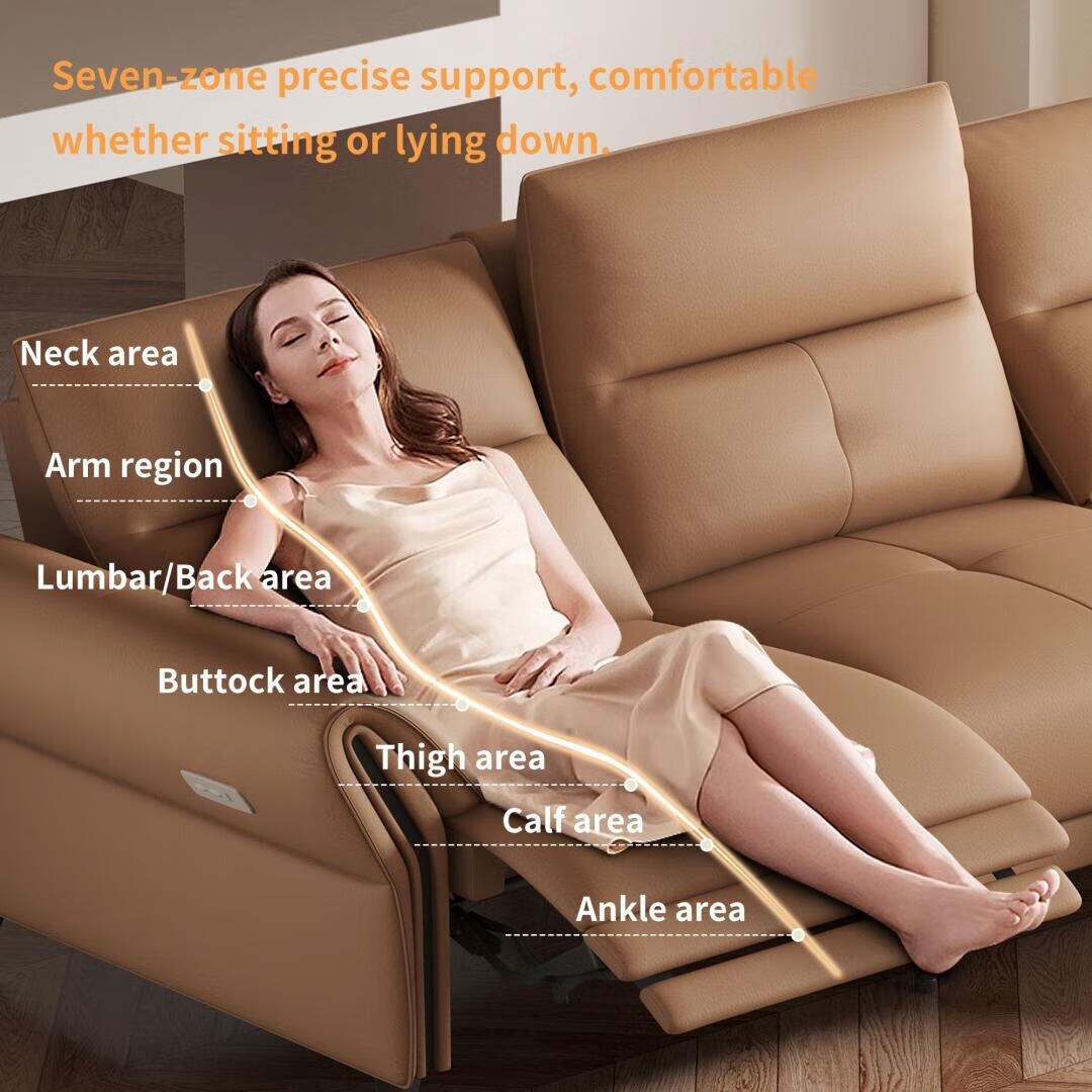 Canapé inclinable électrique en cuir végétalien de 112,5 pouces avec port de chargement USB