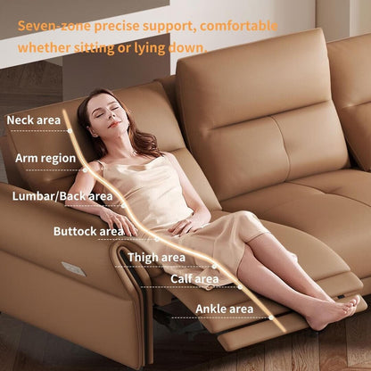 Canapé inclinable électrique en cuir végétalien de 112,5 pouces avec port de chargement USB