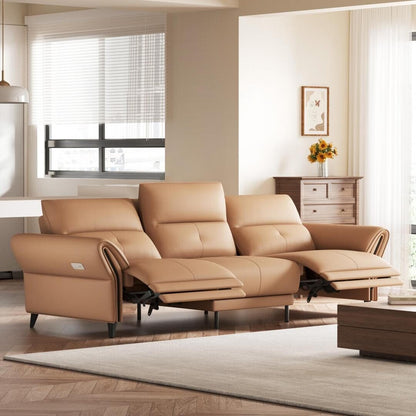 Canapé inclinable électrique en cuir végétalien de 112,5 pouces avec port de chargement USB