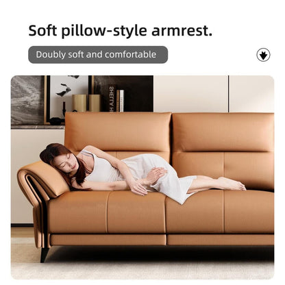 Canapé inclinable électrique en cuir végétalien de 112,5 pouces avec port de chargement USB