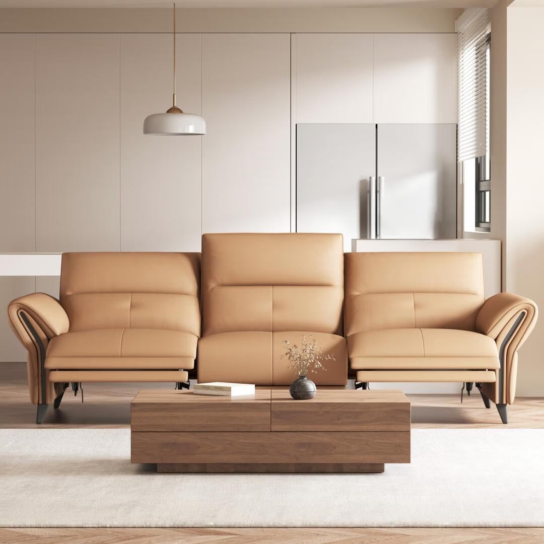 Canapé inclinable électrique en cuir végétalien de 112,5 pouces avec port de chargement USB