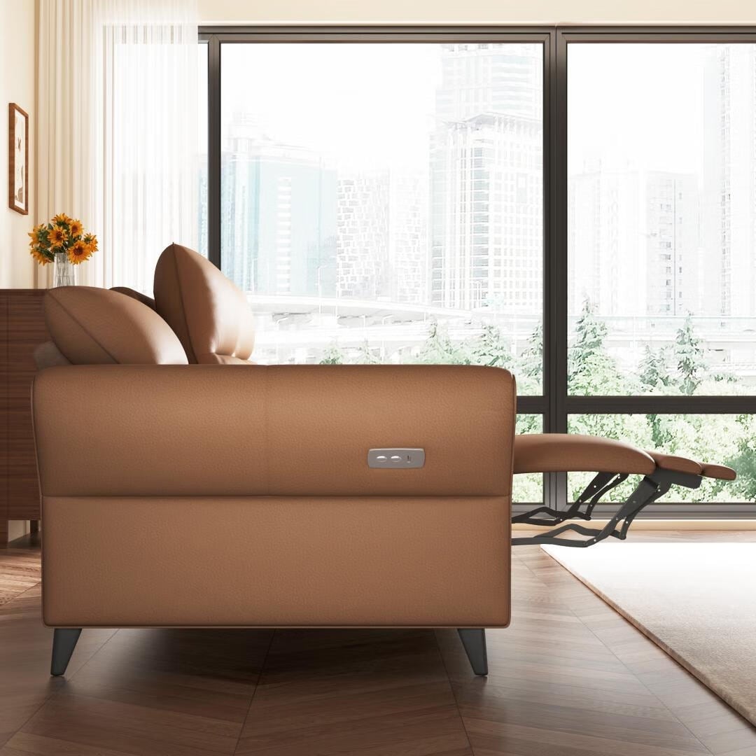 Canapé inclinable électrique en cuir végétalien de 112,5 pouces avec port de chargement USB