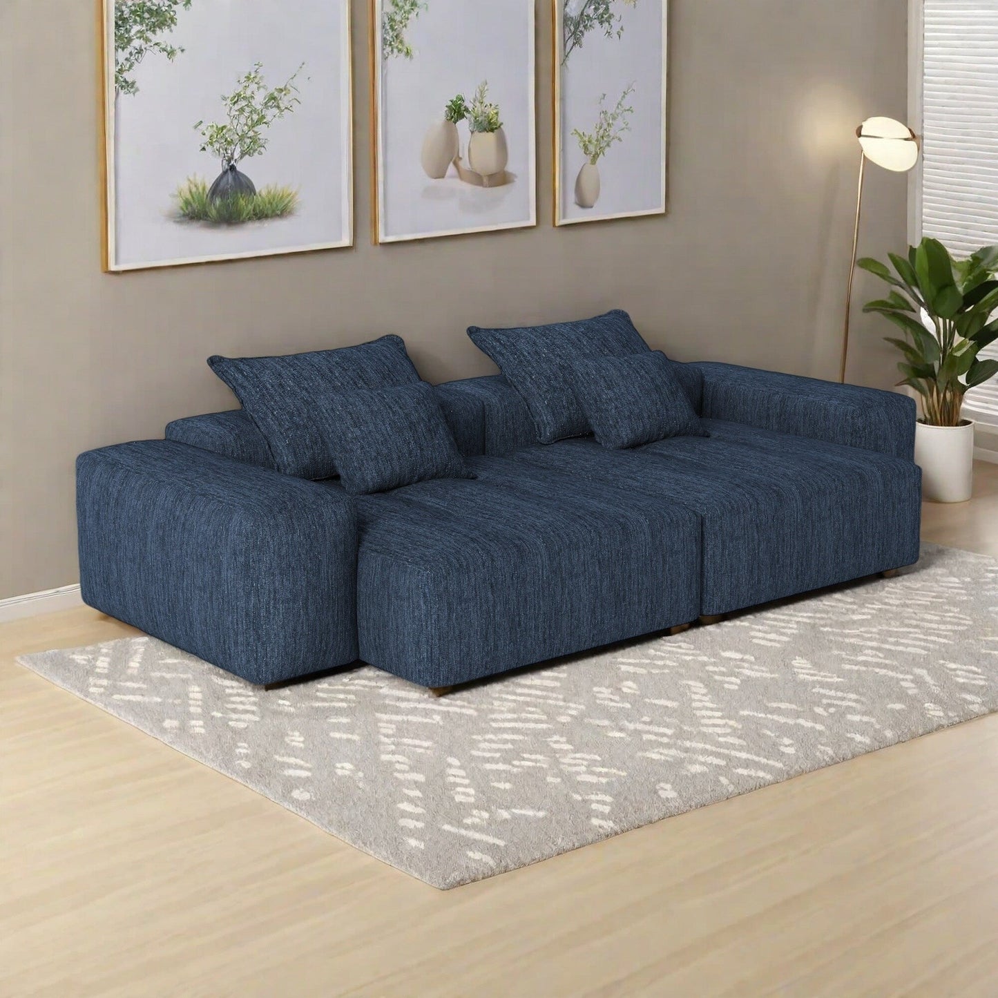 Canapé modulaire 4 places en chenille, capitonné et scintillant, base antidérapante, 113,39 $