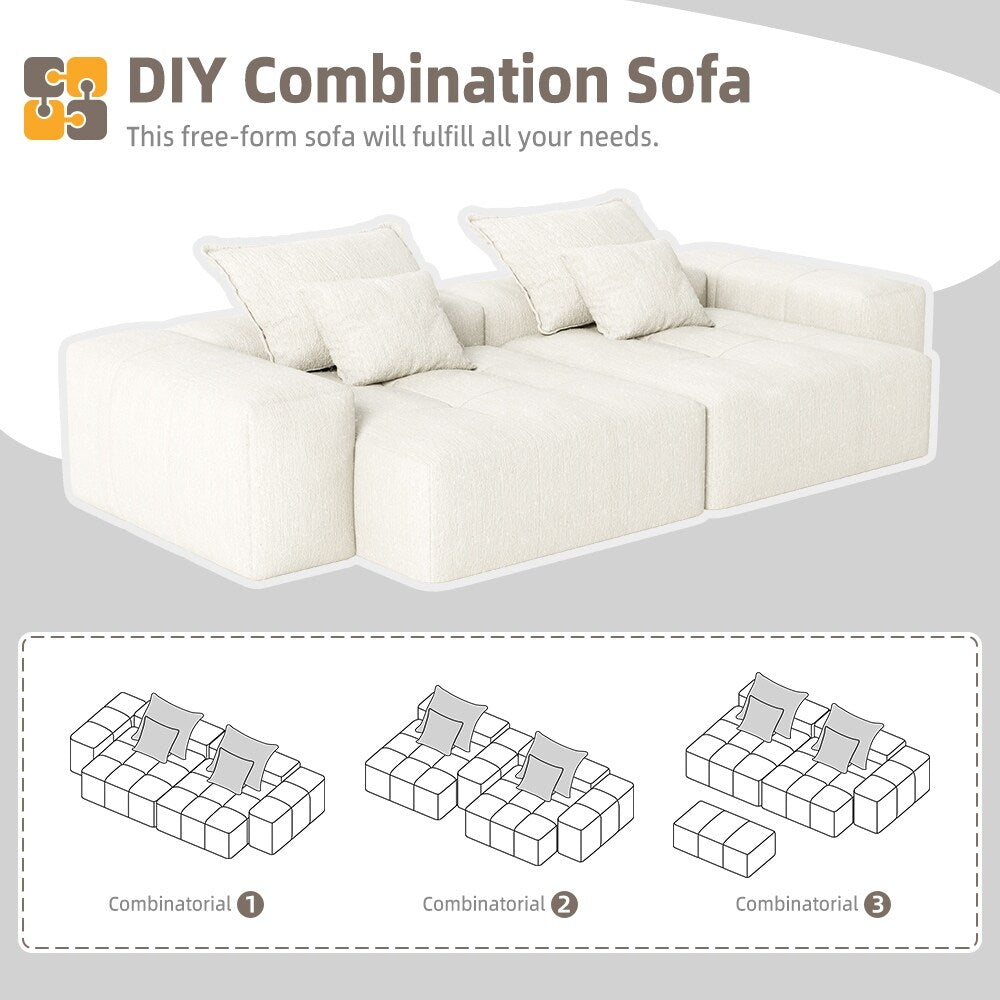 Canapé modulaire 4 places en chenille, capitonné et scintillant, base antidérapante, 113,39 $