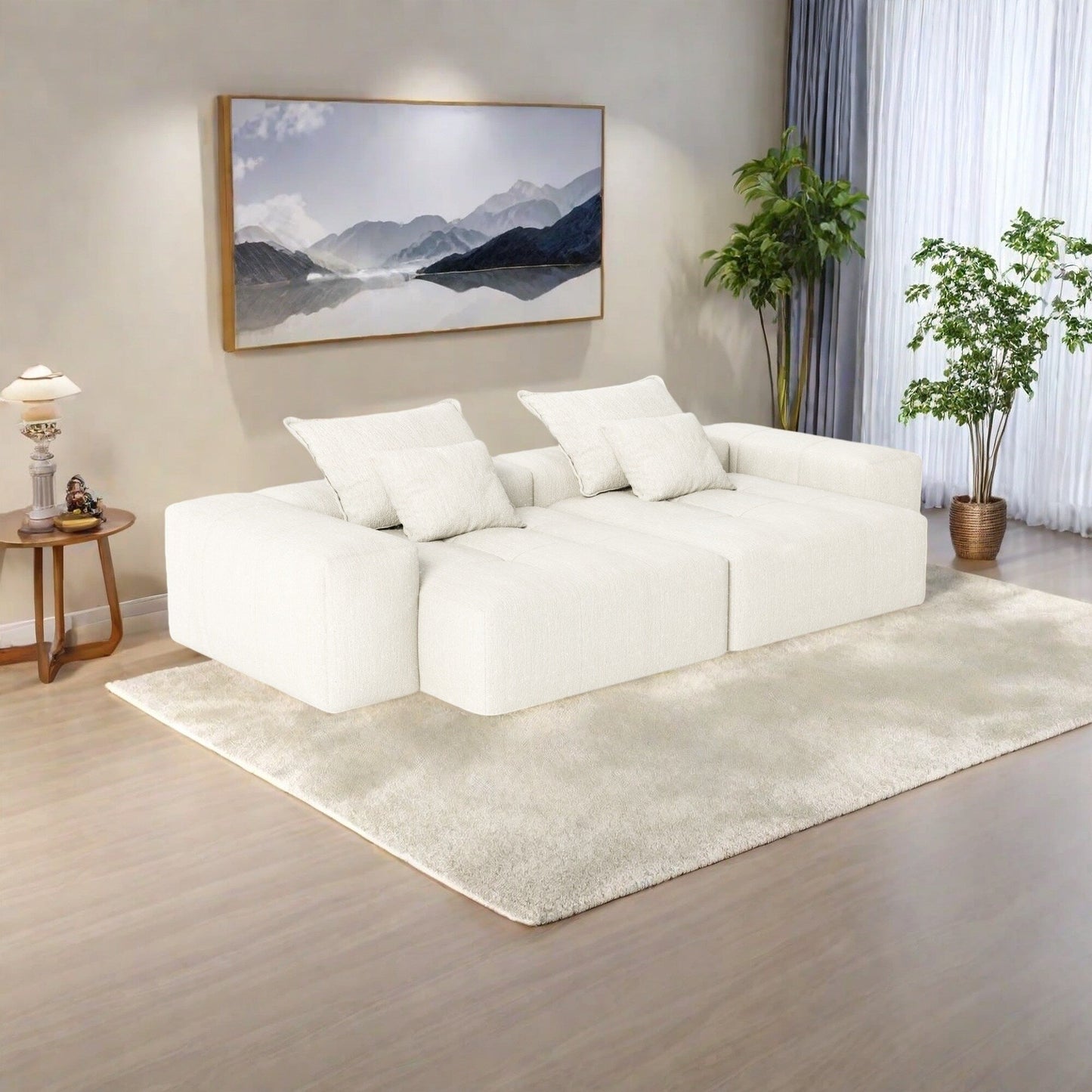 Canapé modulaire 4 places en chenille, capitonné et scintillant, base antidérapante, 113,39 $