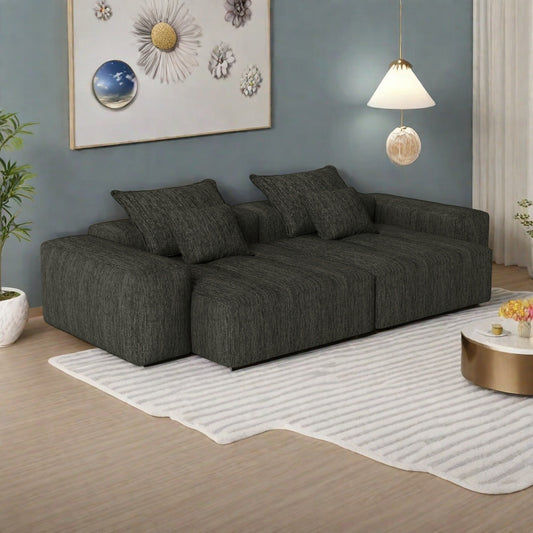 Canapé modulaire 4 places en chenille, capitonné et scintillant, base antidérapante, 113,39 $