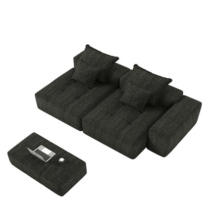 Canapé modulaire 4 places en chenille, capitonné et scintillant, base antidérapante, 113,39 $