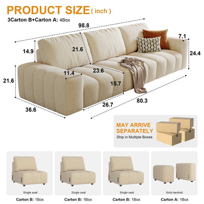 Canapé 4 places 114 Wood avec structure en bois massif, résistant aux taches et facile à nettoyer, pour les maisons accueillant les animaux.