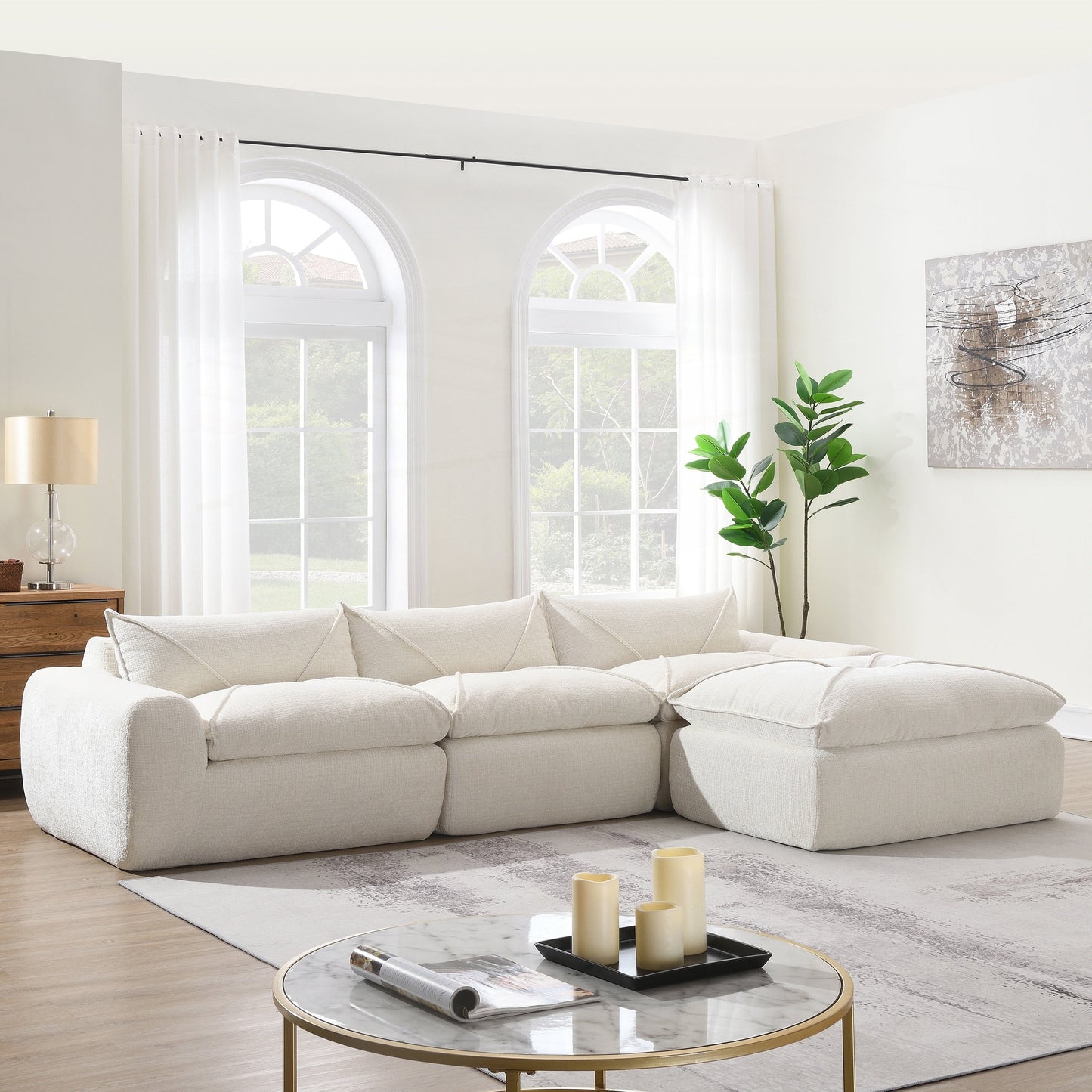 Canapé entièrement compressé de 116 pouces avec mousse haute densité