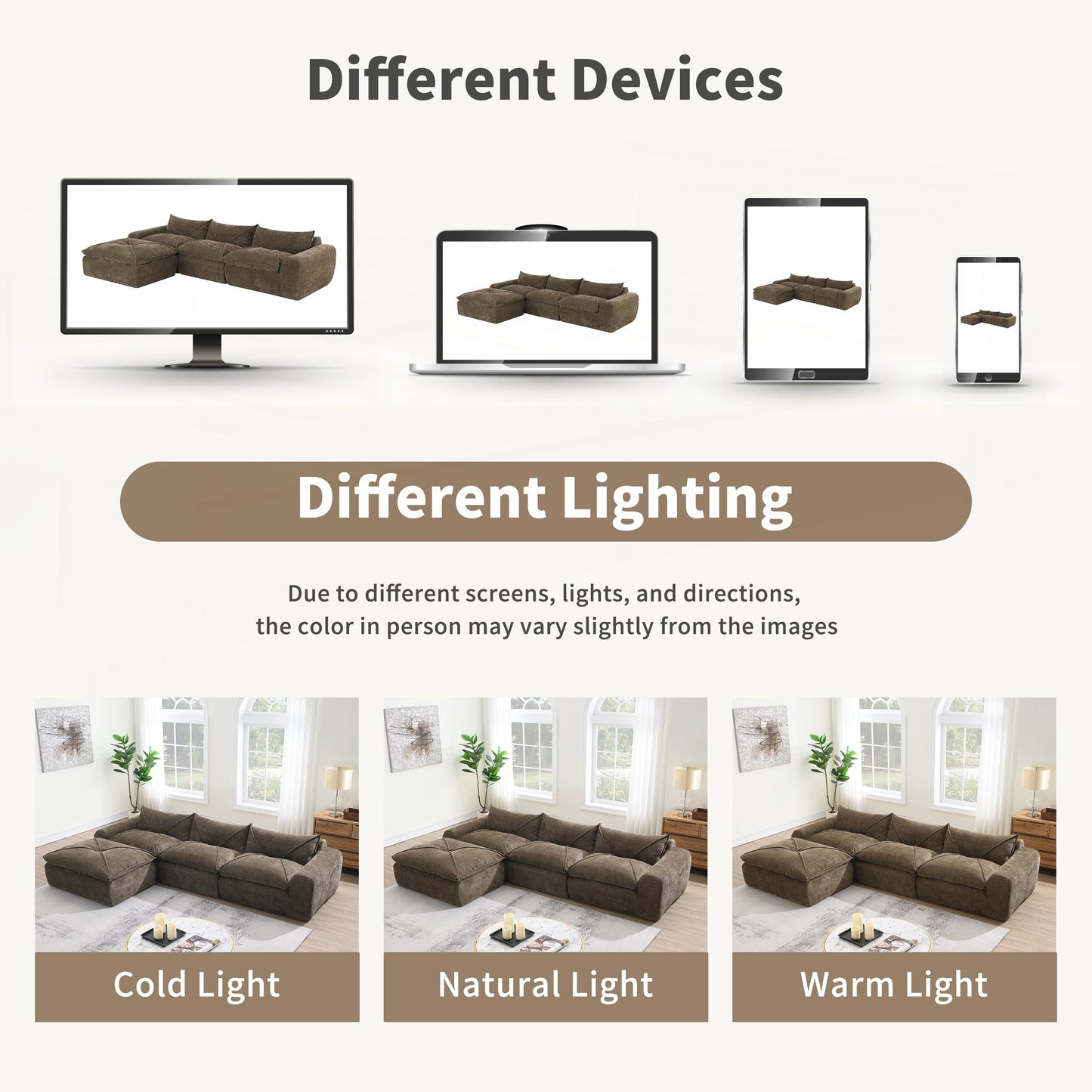 Canapé entièrement compressé de 116 pouces avec mousse haute densité