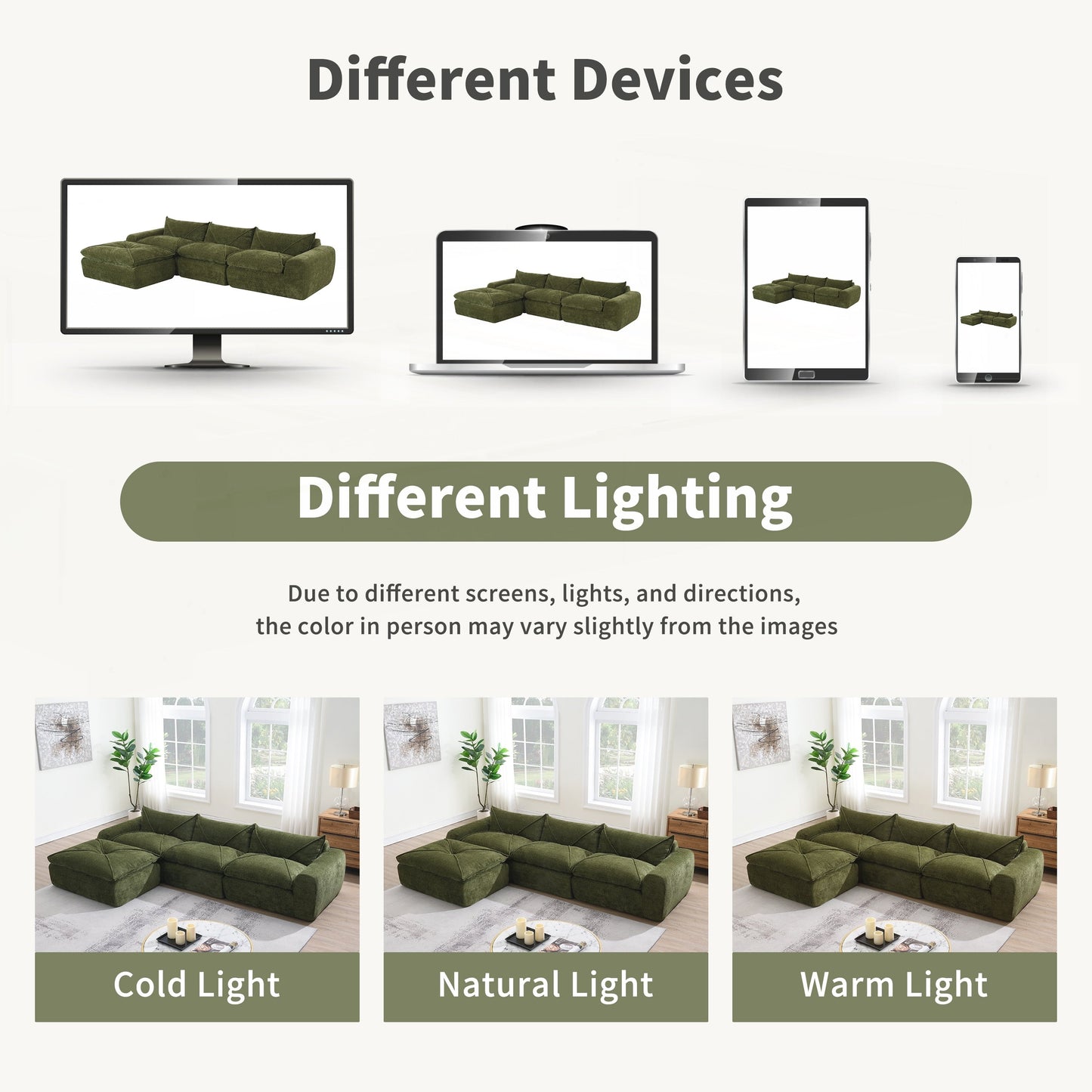 Canapé entièrement compressé de 116 pouces avec mousse haute densité