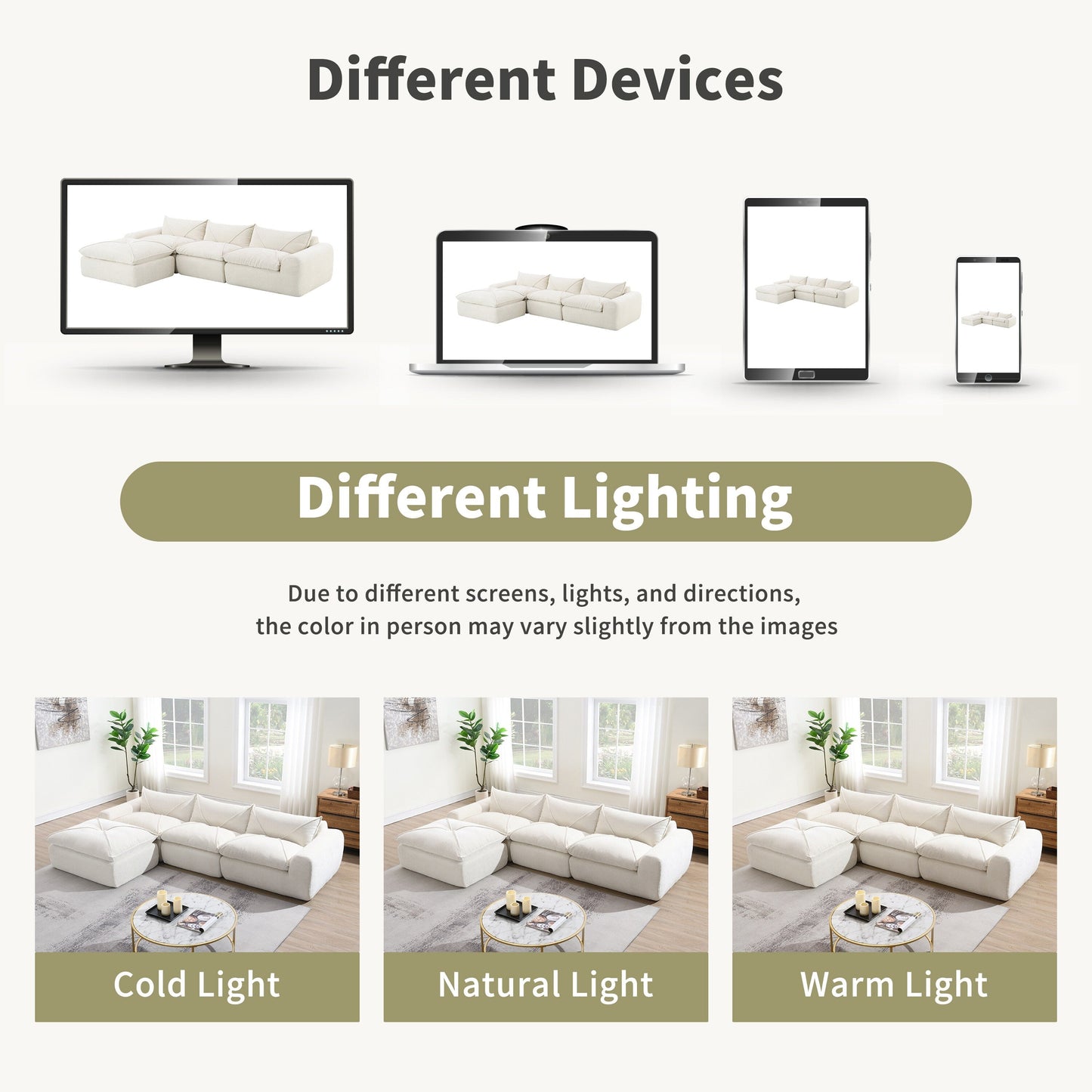 Canapé entièrement compressé de 116 pouces avec mousse haute densité, aucun assemblage requis, conception sans pieds et sans cadre
