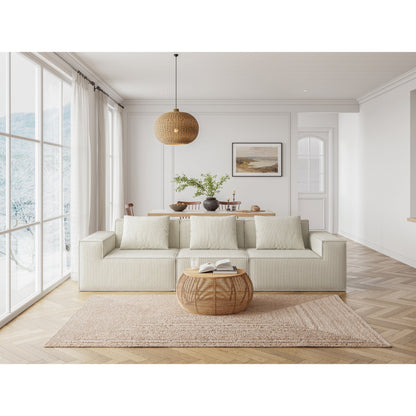 Canapé-lit convertible modulaire 3 places de 118 pouces en velours côtelé blanc