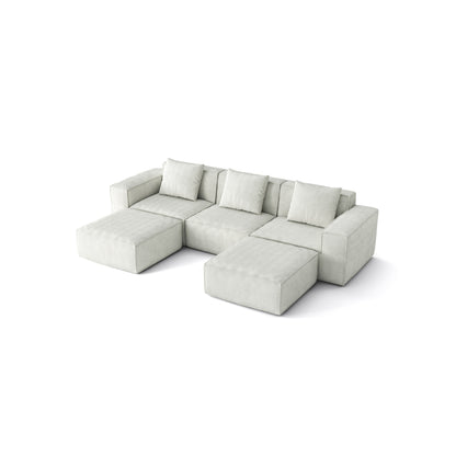 Canapé-lit convertible modulaire 3 places de 118 pouces avec repose-pieds en velours blanc nuage