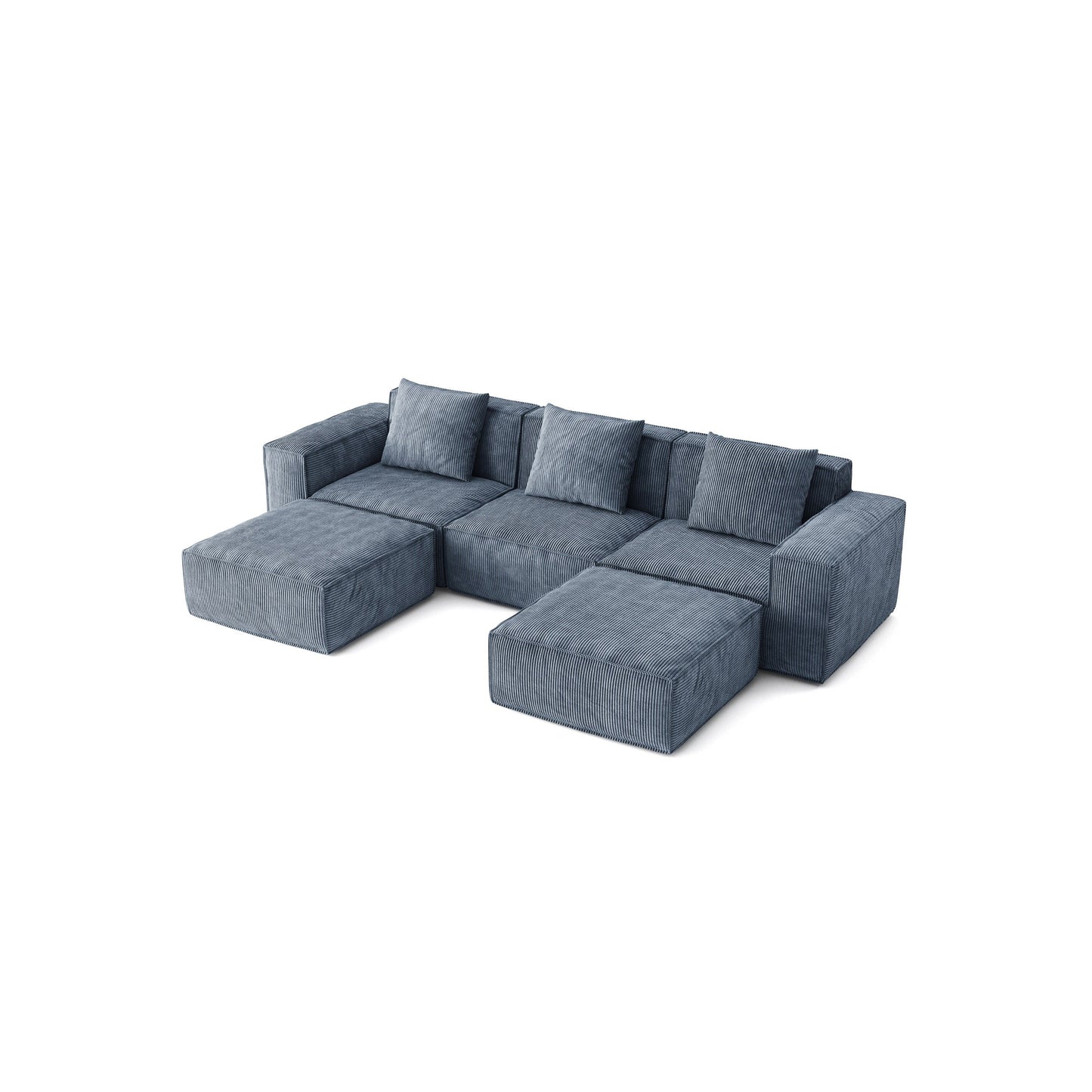 Canapé-lit modulaire de 118 pouces convertible en 3 places avec repose-pieds en velours côtelé gris