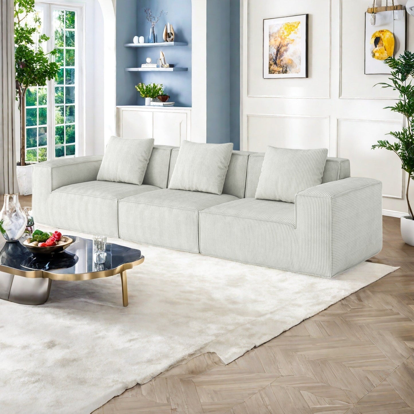 Canapé 4 places en mousse haute densité de qualité NASA, sans assemblage, sièges inclinables moelleux