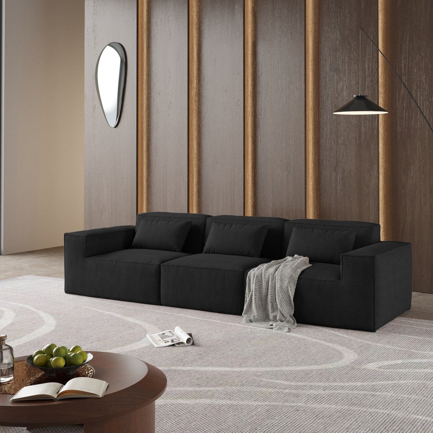 Canapé sectionnel modulaire 118, grand canapé nuage 3 places, canapés modernes et confortables en velours côtelé