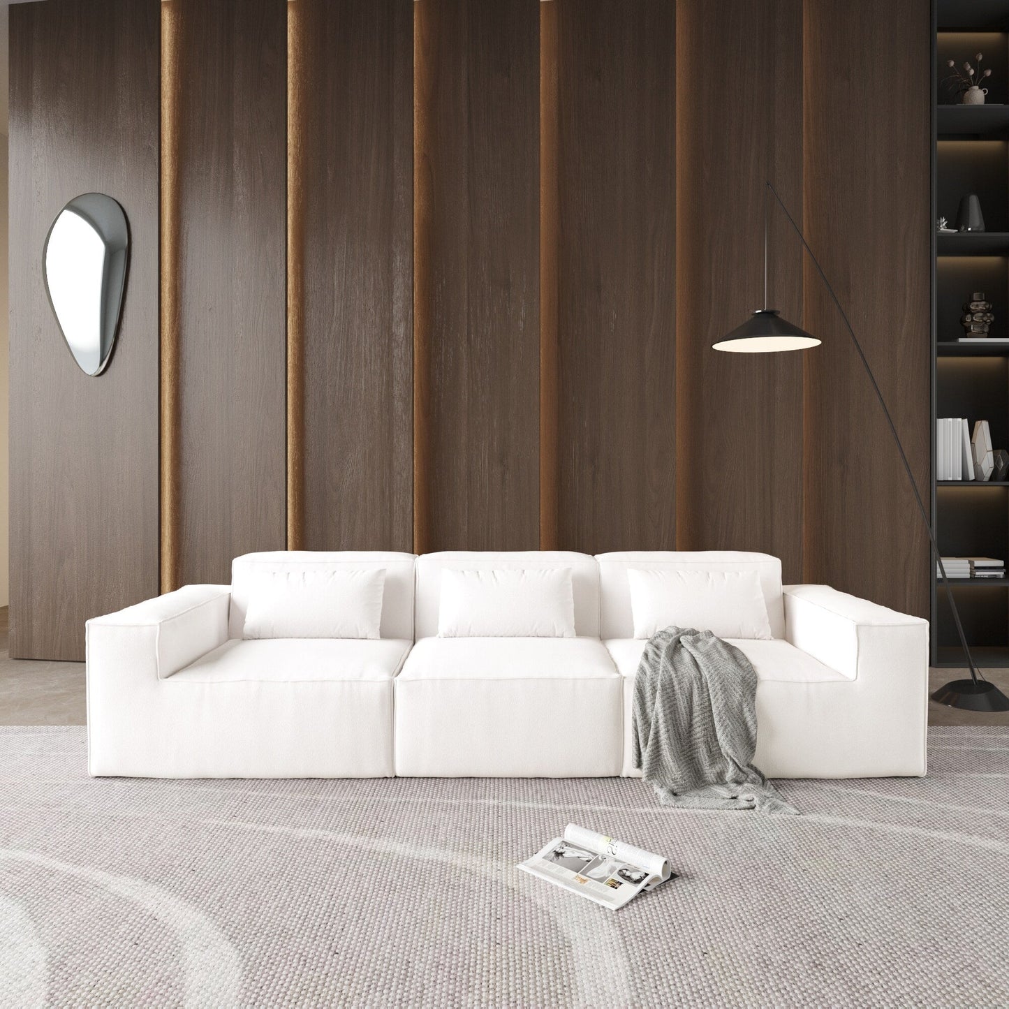 Canapé sectionnel modulaire 118, grand canapé nuage 3 places, canapés modernes et confortables en velours côtelé