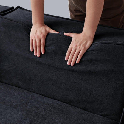 Canapé modulable 3 places en velours côtelé avec housse amovible et 3 coussins