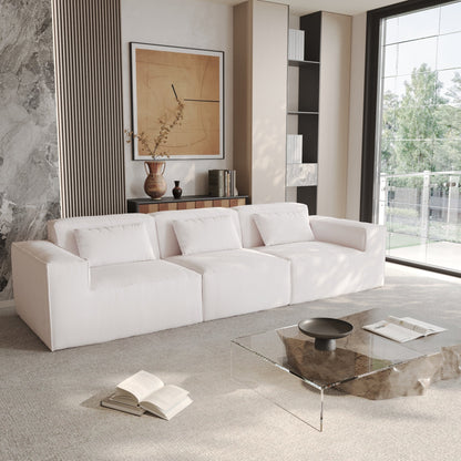 Canapé modulable 3 places en velours côtelé avec housse amovible et 3 coussins