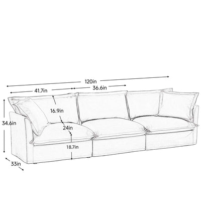 Canapé 4 places en chenille 120 avec plusieurs grands coussins moelleux pour le salon et la chambre