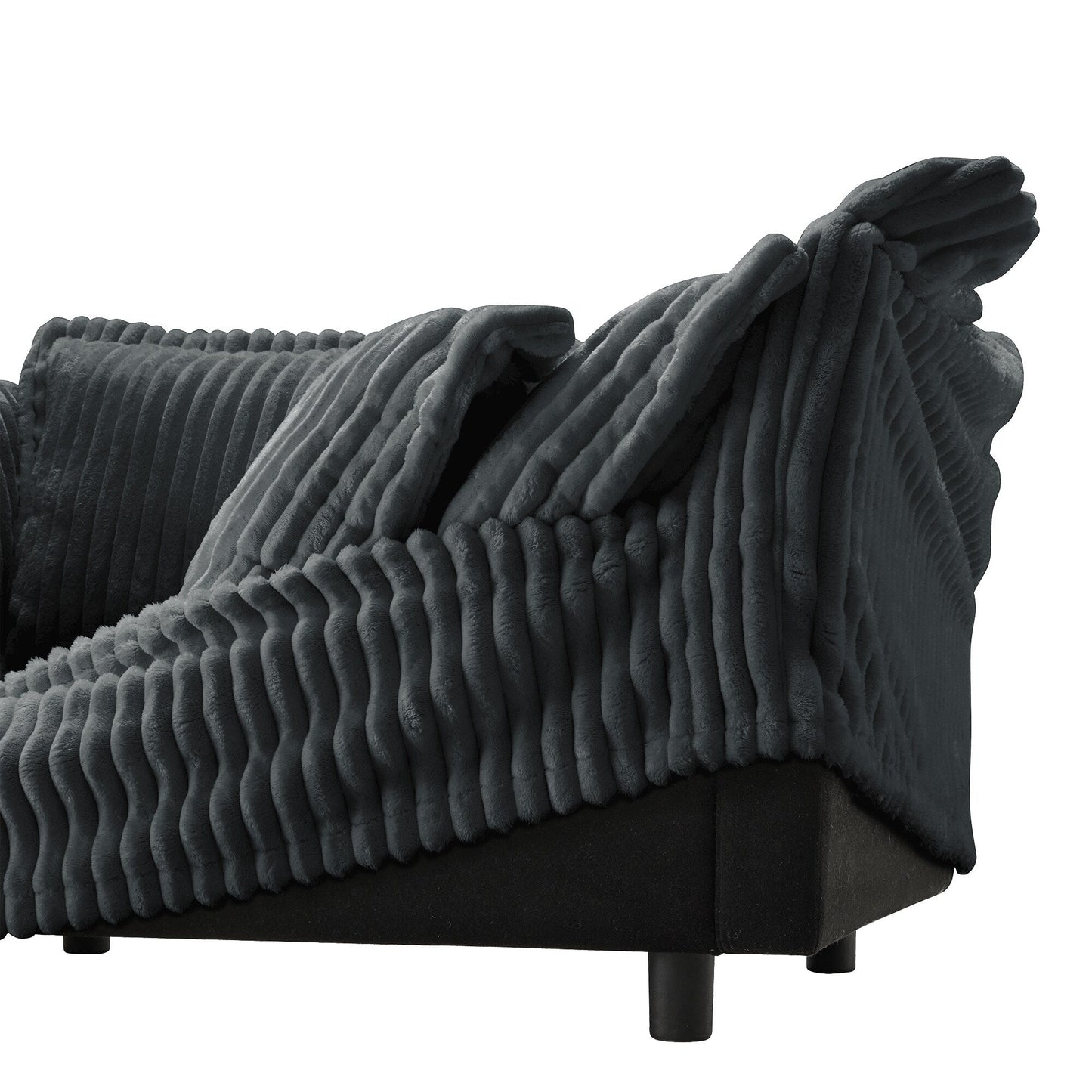 Canapé 4 places en velours côtelé 120 avec plusieurs grands coussins moelleux pour le salon et la chambre