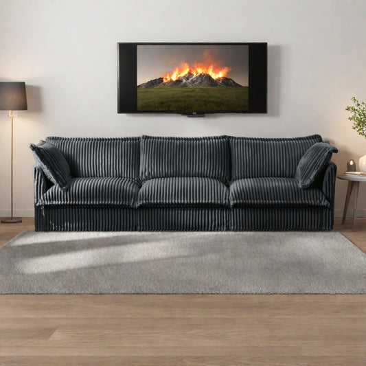 Canapé 4 places en velours côtelé 120 avec plusieurs grands coussins moelleux pour le salon et la chambre