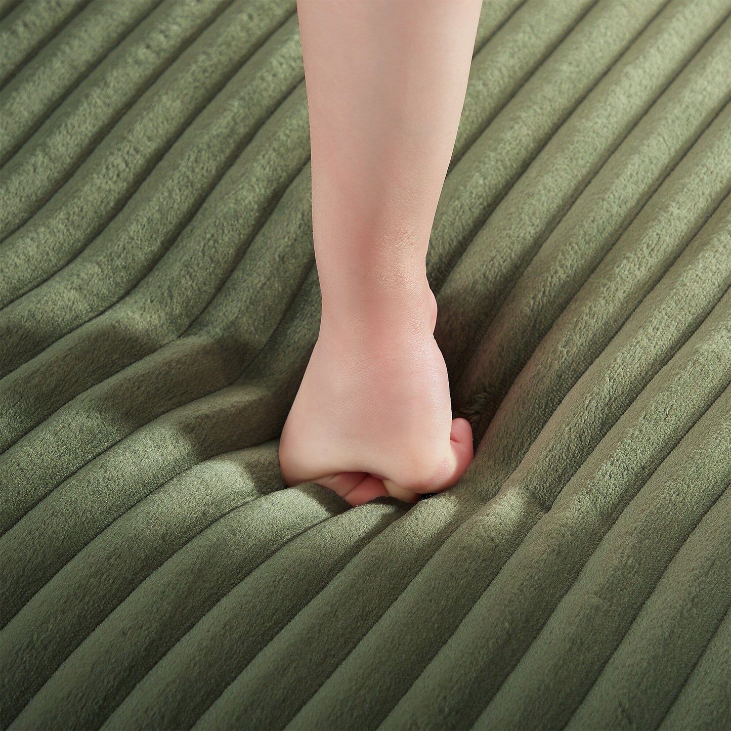 Canapé sectionnel en U en velours côtelé de 125 po avec pouf amovible