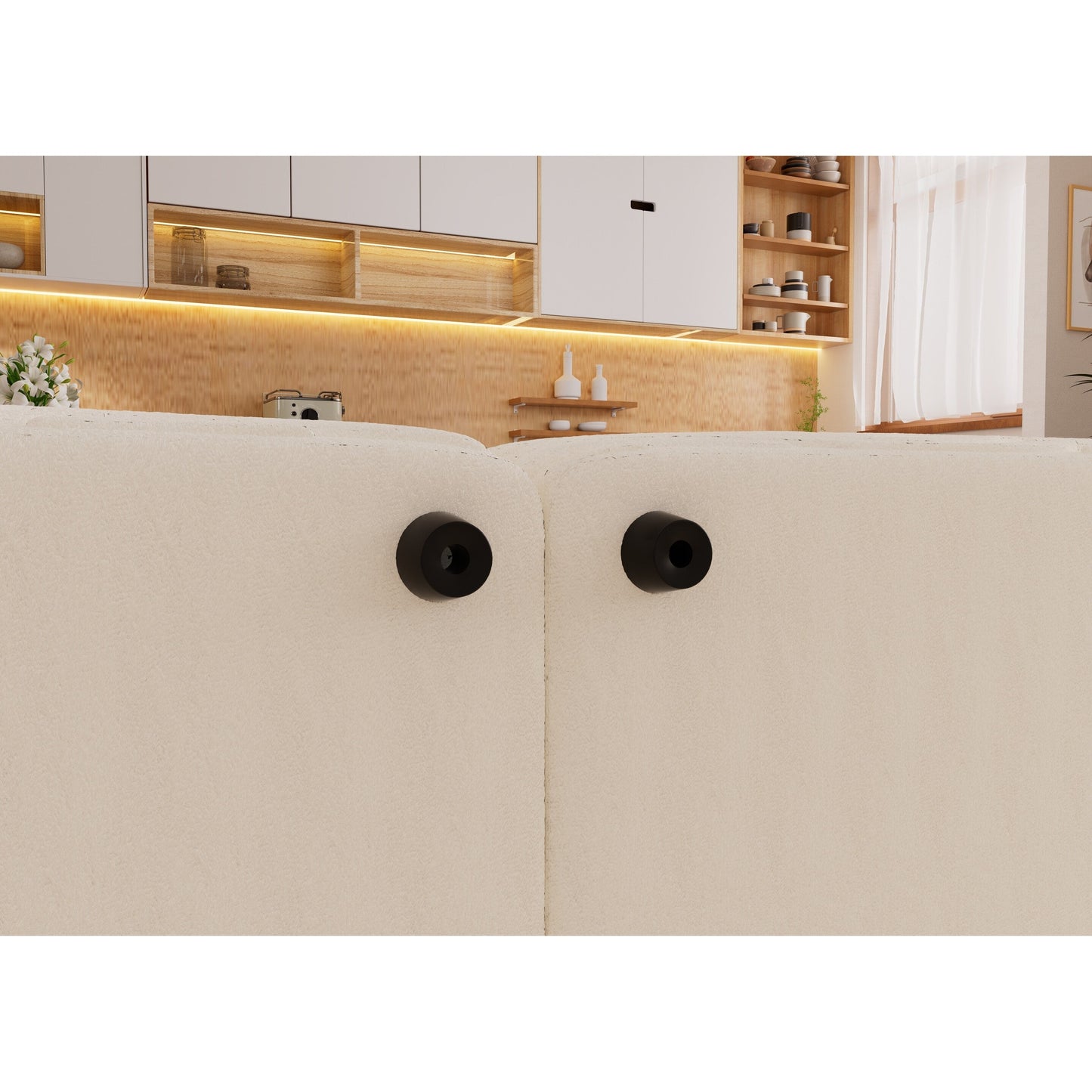 Canapé 4 places en tissu 127,4 avec assise profonde et confortable en forme de nuage avec oreillers