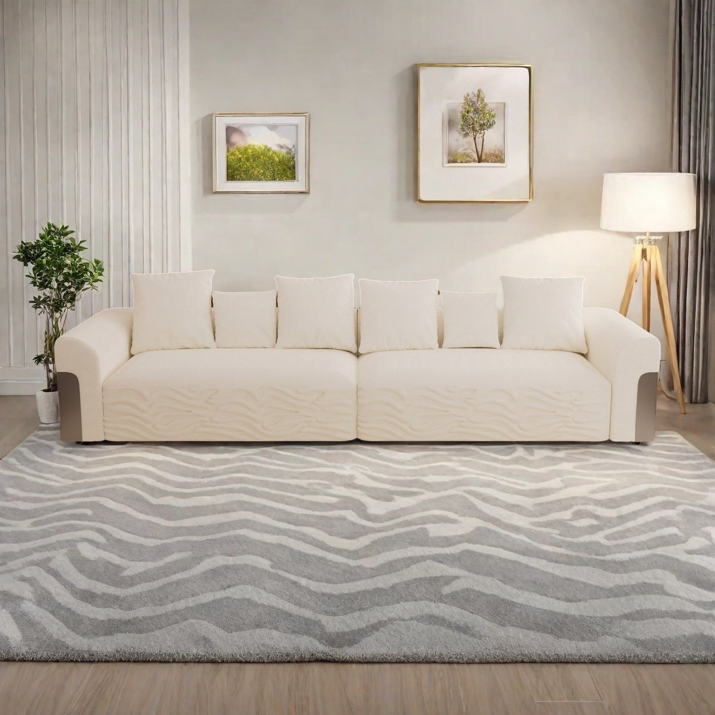 Canapé 4 places en tissu 127,4 avec assise profonde et confortable en forme de nuage avec oreillers