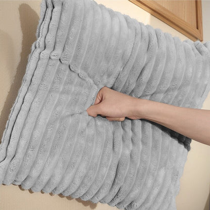 Canapé modulable réversible 4 places en U 130 en velours côtelé rayé gris – Agencement personnalisable pour salon et chambre