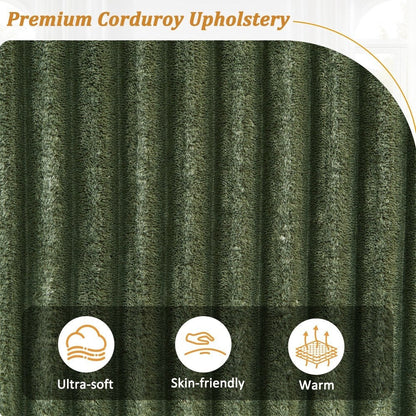 Canapé-lit 4 places moderne en velours côtelé avec ports USB et porte-gobelets rabattables