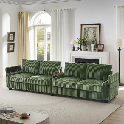 Canapé 4 places en velours côtelé de 133 pouces